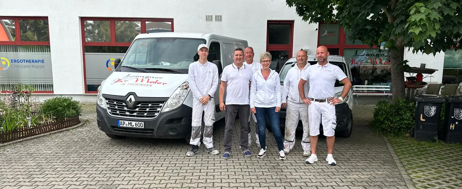 Maler Langner bei der Arbeit in Erfurt